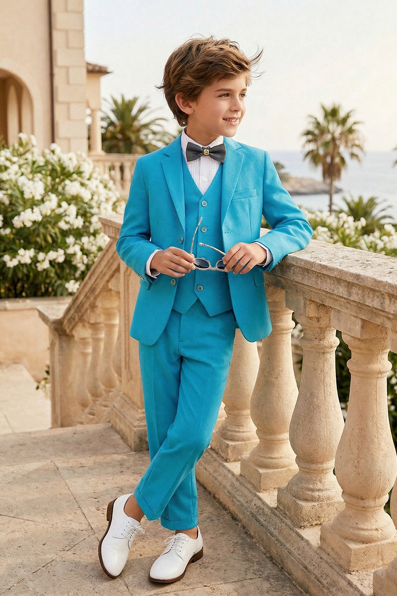 Boys Blue 3-Piece Suit for Mediterranean Garden Weddings