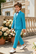 Load image into Gallery viewer, Boys Blue 3-Piece Suit for Mediterranean Garden Weddings

