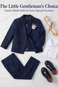 Load image into Gallery viewer, Boys Navy Blue Double-Breasted 3-Piece Suit for Garden Weddings
