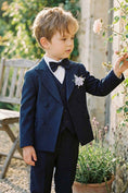 Load image into Gallery viewer, Boys Navy Blue Double-Breasted 3-Piece Suit for Garden Weddings
