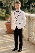 Bild in Galerie-Betrachter laden, Boys White With Black Trim Single-Breasted 2-Piece Suit

