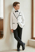 Bild in Galerie-Betrachter laden, Boys White With Black Trim Single-Breasted 2-Piece Suit
