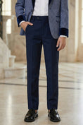 Gallery viewerに画像を読み込む, Boys Blue-gray Paired With A Navy Blue Velvet Collar Single-Breasted 2-Piece Suit
