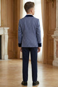 Gallery viewerに画像を読み込む, Boys Blue-gray Paired With A Navy Blue Velvet Collar Single-Breasted 2-Piece Suit
