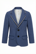 Load image into Gallery viewer, Boys Blue Contrast Trim Suit Jacket

