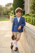 Load image into Gallery viewer, Boys Blue Contrast Trim Suit Jacket
