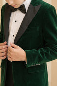 Gallery viewerに画像を読み込む, Boys Dark Green Velvet Single-Breasted 2-Piece Suit
