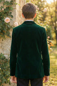 Gallery viewerに画像を読み込む, Boys Dark Green Velvet Single-Breasted 2-Piece Suit
