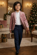 Load image into Gallery viewer, Boys Dusty Rose Velvet Notch Lapel Jacket
