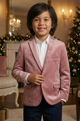 Load image into Gallery viewer, Boys Dusty Rose Velvet Notch Lapel Jacket

