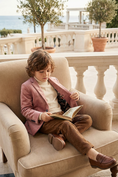 Load image into Gallery viewer, Boys Dusty Rose Velvet Notch Lapel Jacket
