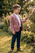 Load image into Gallery viewer, Boys Dusty Rose Velvet Notch Lapel Jacket
