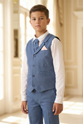 Load image into Gallery viewer, Boys Dusty Blue 2-Piece Vest & Pants Suit
