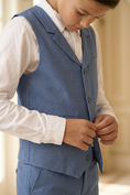 Load image into Gallery viewer, Boys Dusty Blue 2-Piece Vest & Pants Suit
