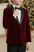 Load image into Gallery viewer, Boys Burgundy Shawl Collar Single-Breasted 2-Piece Suit
