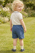 Load image into Gallery viewer, Boys Classic Blue Linen Shorts for Weddings with Tailored Fit(2-8YRS)

