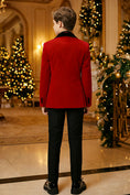 Cargar la imagen en la vista de la galería, Boys Red Velvet Tuxedo 2-Piece Set with Black Satin Shawl Lapel
