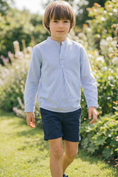 Load image into Gallery viewer, Boys Linen-Blend 2-Piece Set for Weddings with Mandarin Collar
