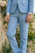 Load image into Gallery viewer, Boys Sky Blue With White Trim Single-Breasted 2-Piece Suit
