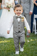 Boys Light Grey 2-Piece Vest Set for Outdoor Garden Weddings