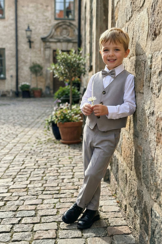 Boys Light Grey Vest & Trousers Set