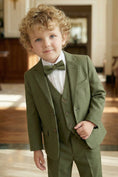 Load image into Gallery viewer, Boys Olive Green 3-Piece Suit with Notch Lapel
