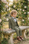 Load image into Gallery viewer, Boys Olive Green 3-Piece Suit with Notch Lapel
