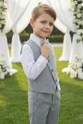 Load image into Gallery viewer, Boys Light Grey Asymmetric Vest & Trousers Set
