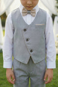 Load image into Gallery viewer, Boys Light Grey Asymmetric Vest & Trousers Set
