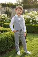 Boys Light Grey Asymmetric Vest & Trousers Set