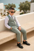 Cargar la imagen en la vista de la galería, Boys Sage Green Vest & Trousers Set
