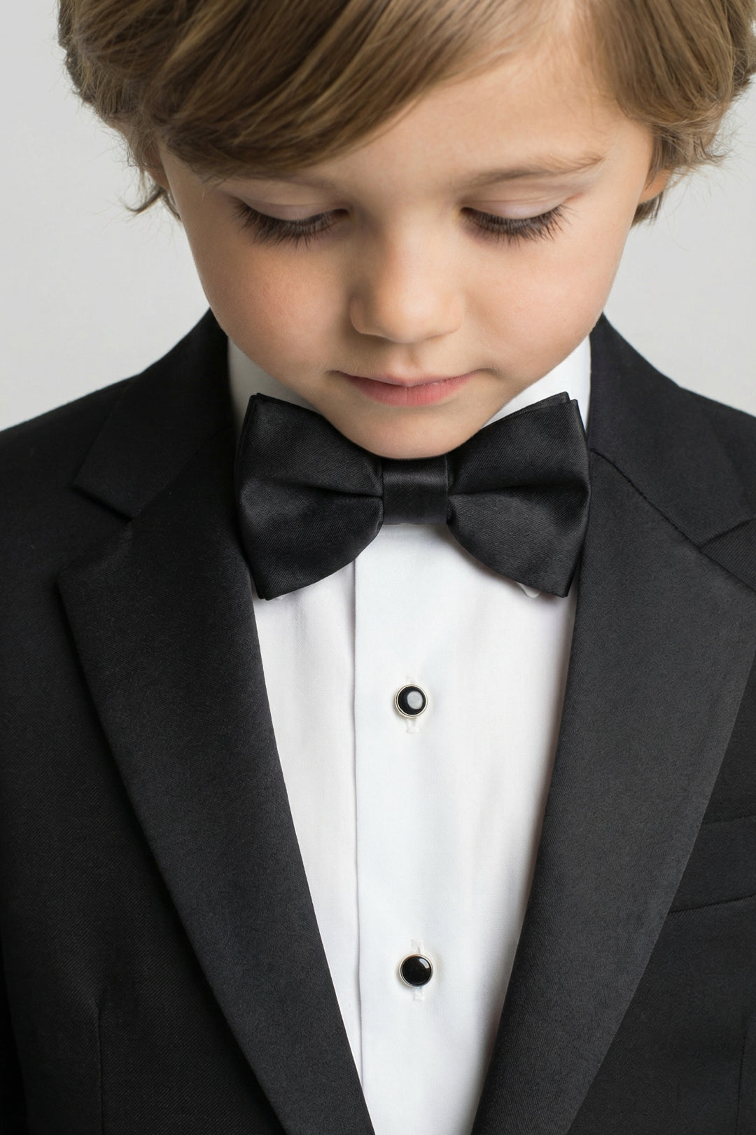 Boys Black Tuxedo 2-Piece Set with Satin Shawl Lapel