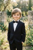 Load image into Gallery viewer, Boys Black Tuxedo 2-Piece Set with Satin Shawl Lapel
