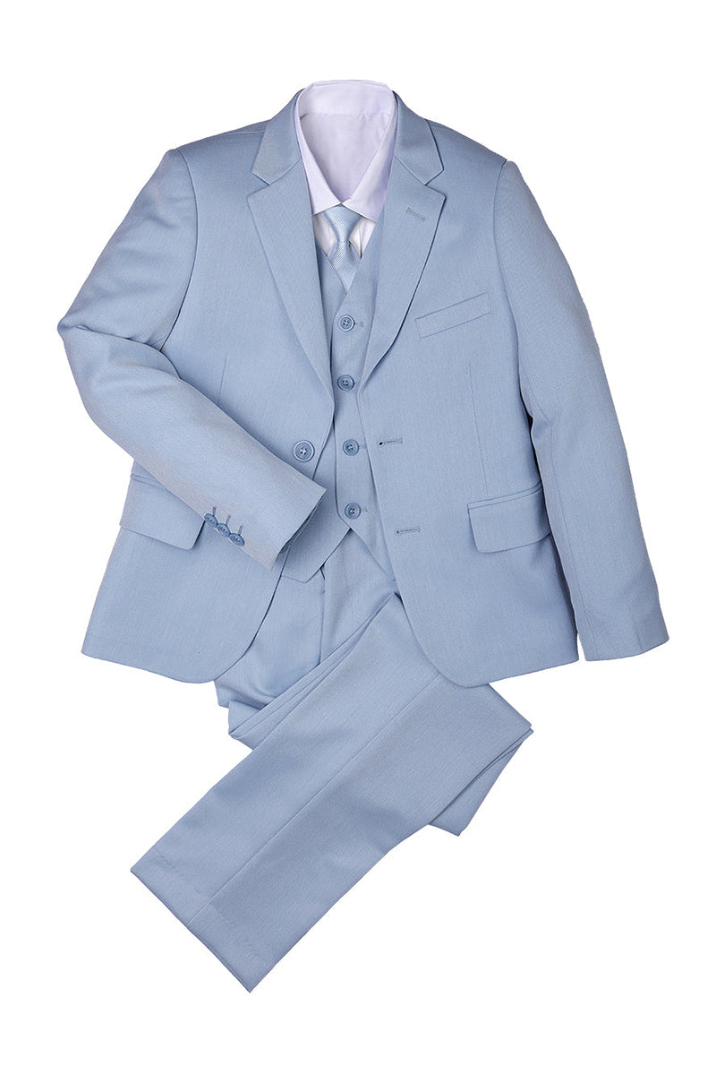 Boys Sky Blue 3-Piece Suit for Mediterranean Villa Weddings