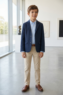 Boys Navy Notch Lapel Suit Jacket