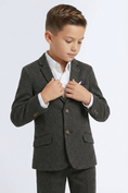 Load image into Gallery viewer, Boys Charcoal Wool-Blend Suit for Weddings & Formal Events
