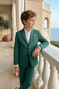 Load image into Gallery viewer, Boys Emerald Green 2-Piece Suit for Chateau Weddings & Garden Events
