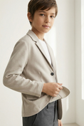 Load image into Gallery viewer, Boys Light Beige Casual Suit Jacket

