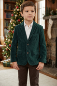 Bild in Galerie-Betrachter laden, Boys Emerald Green Corduroy Blazer for Holiday Weddings & Formal Gatherings
