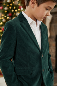 Bild in Galerie-Betrachter laden, Boys Emerald Green Corduroy Blazer for Holiday Weddings & Formal Gatherings
