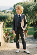 Load image into Gallery viewer, Boys Charcoal Grey 3-Piece Suit for Weddings & Formal Occasions
