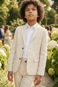 Load image into Gallery viewer, Boys Ivory Classic 2-Piece Suit Jacket & Pants Set
