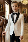Cargar la imagen en la vista de la galería, Boys White Textured Shawl Collar 2-Piece Tuxedo for Luxury Weddings & Galas
