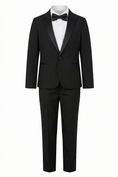Cargar la imagen en la vista de la galería, Boys Black Tuxedo 2-Piece Suit Jacket & Pants Set

