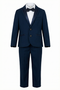 Load image into Gallery viewer, Boys Navy Blue Tuxedo 2-Piece Suit Jacket & Pants Set

