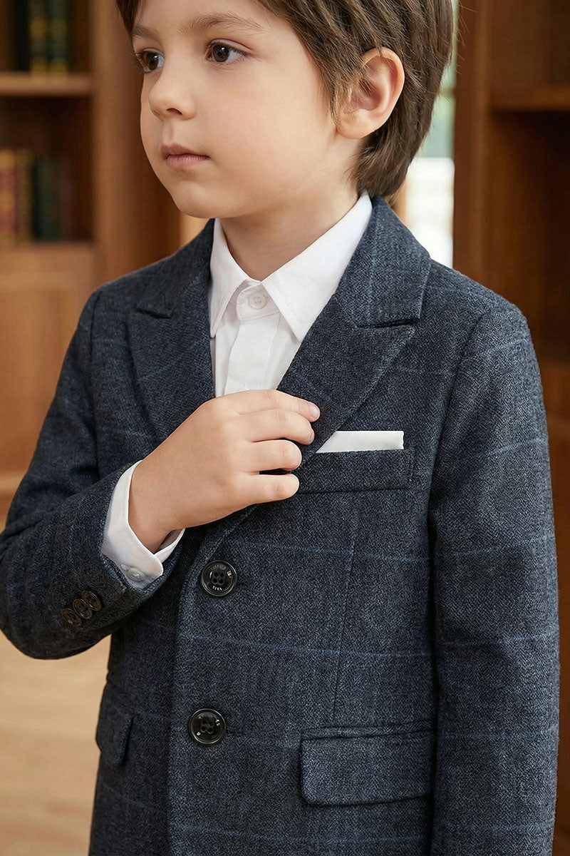 Boys Charcoal Plaid Blazer