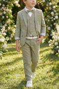 Bild in Galerie-Betrachter laden, Boys Sage Green Linen 3-piece Suit
