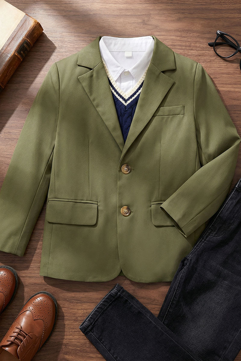 Boys Olive Green Blazer for Rustic Garden Weddings