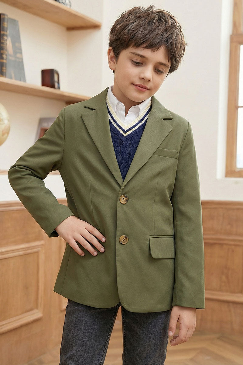 Boys Olive Green Blazer for Rustic Garden Weddings
