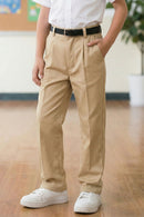 Boys Khaki Pleated Trousers